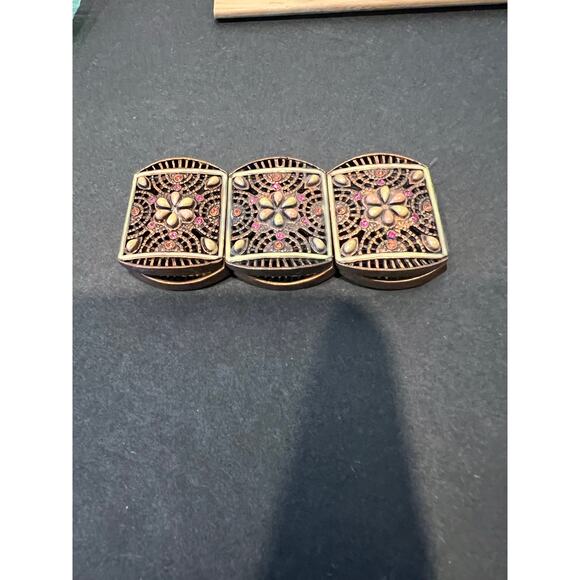 Vintage Signed Joan Rivers Marrakesh Copper Toned Pink Stones Stretch Bracelet - Picture 3 of 8